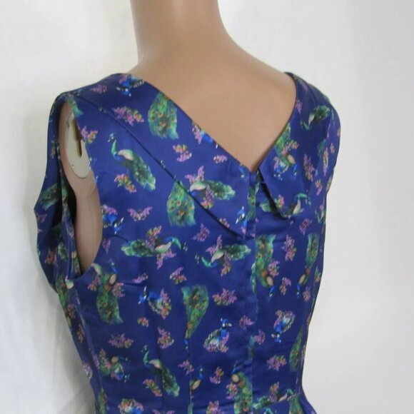 NEW DOLLY AND DOTTY Women's Grace Peacock Pleated Bust Dress Purple - Picture 9 of 11